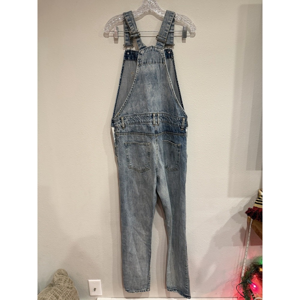 Mens Forever 21 Distressed‎ Denim Jeans Bib Overalls Size 30 Measurements 34x30 - Picture 5 of 6